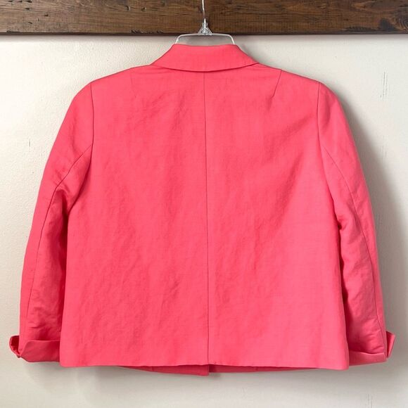 Evan Picone Ramie Blend Salmon Pink Blazer Office Pant Set Jacket-6P/Pant-8P - Picture 4 of 14